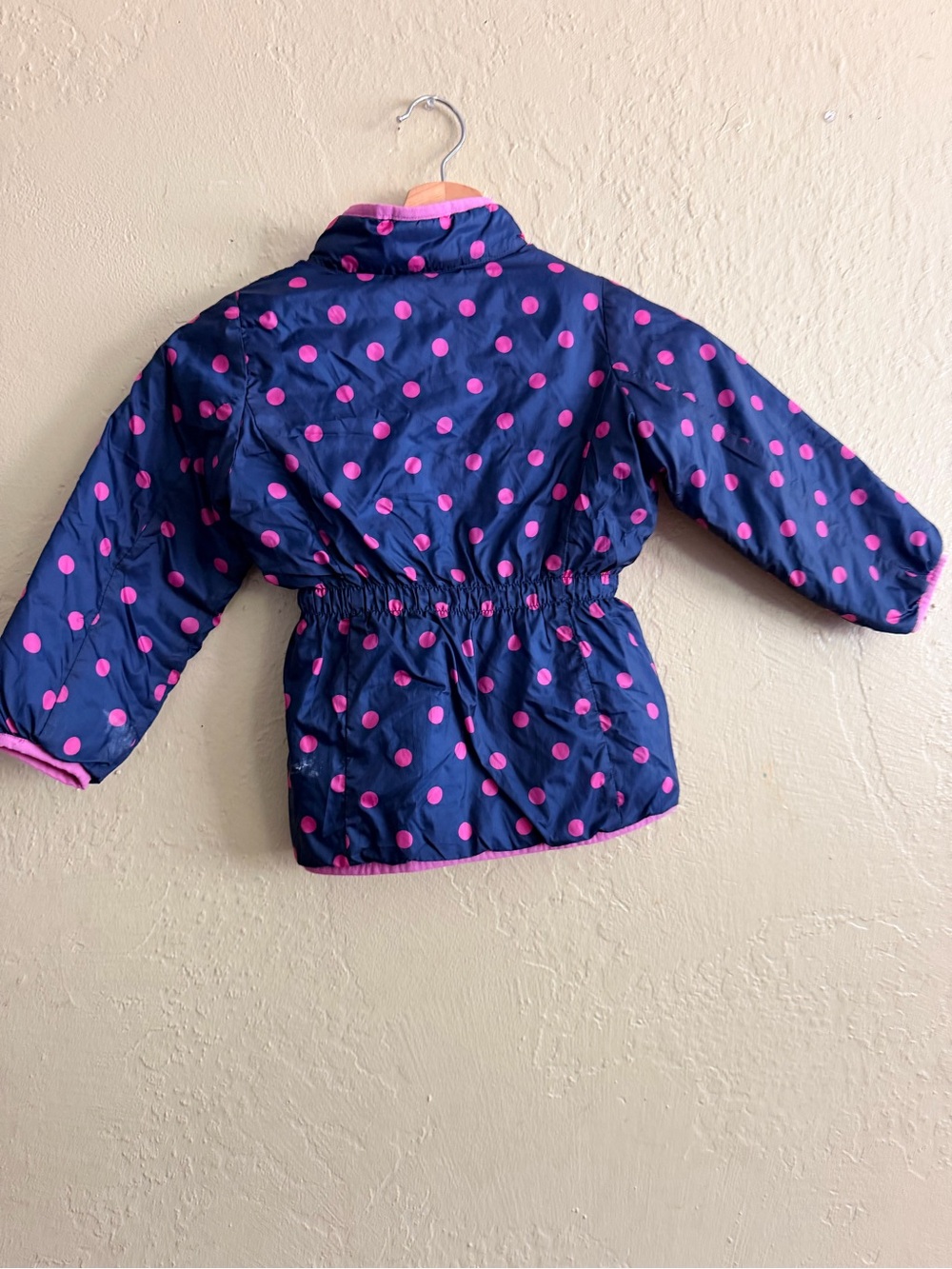 GAP Navy Revisable Jacket with Pink Polka Dots - Picture 2 of 5